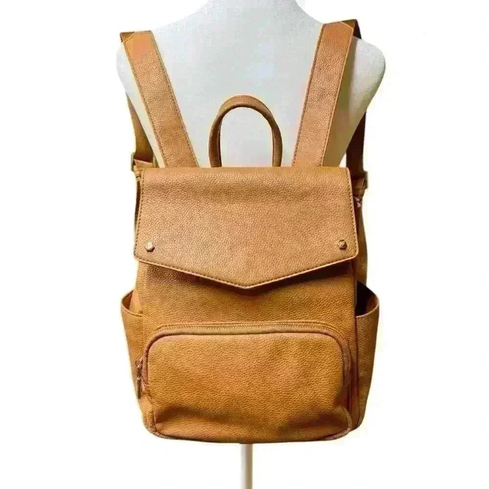 Park and Faith Cognac Pebble Faux Leather Finish Mini  Backpack